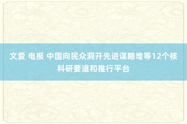 文爱 电报 中国向民众洞开先进谋略堆等12个核科研要道和推行平台