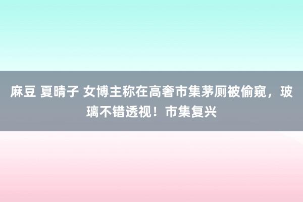 麻豆 夏晴子 女博主称在高奢市集茅厕被偷窥，玻璃不错透视！市集复兴