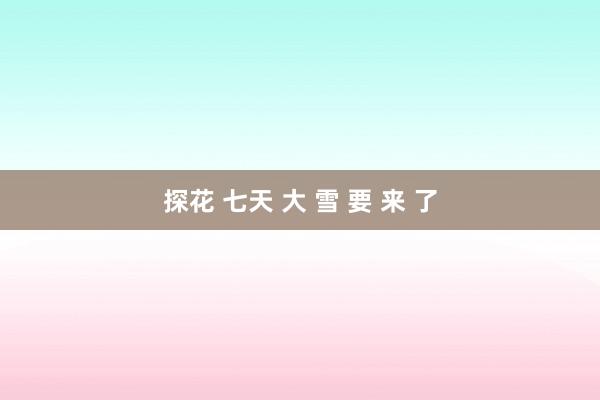 探花 七天 大 雪 要 来 了
