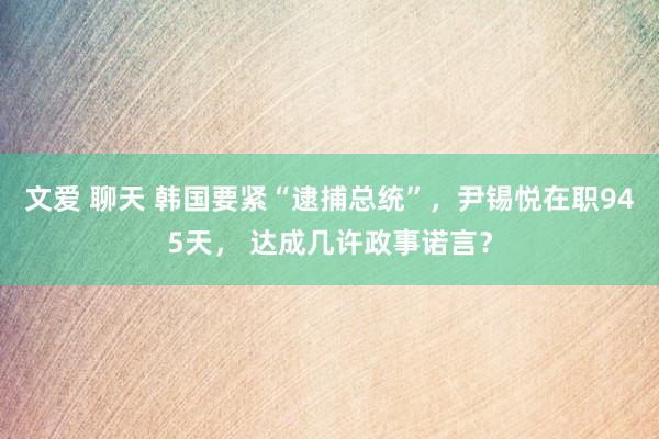 文爱 聊天 韩国要紧“逮捕总统”，尹锡悦在职945天， 达成几许政事诺言？