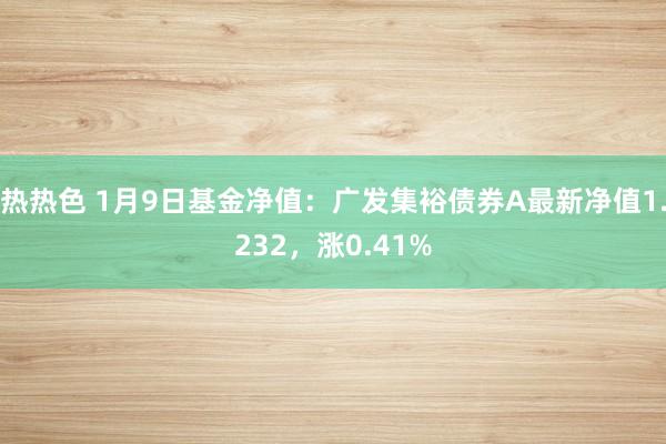 热热色 1月9日基金净值：广发集裕债券A最新净值1.232，涨0.41%