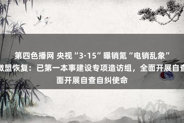 第四色播网 央视“3·15”曝销氪“电销乱象”，大推动微盟恢复：已第一本事建设专项造访组，全面开展自查自纠使命