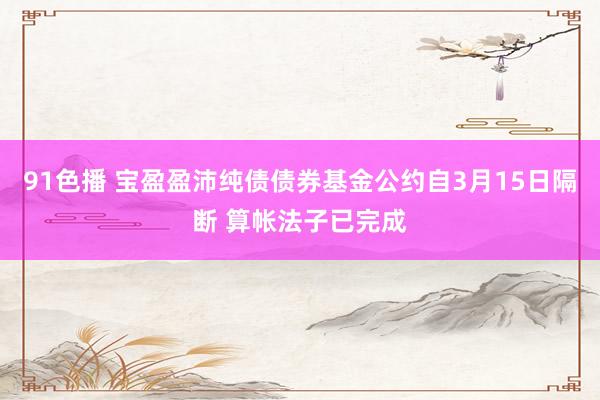 91色播 宝盈盈沛纯债债券基金公约自3月15日隔断 算帐法子已完成