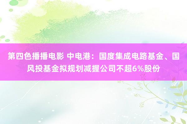 第四色播播电影 中电港：国度集成电路基金、国风投基金拟规划减握公司不超6%股份
