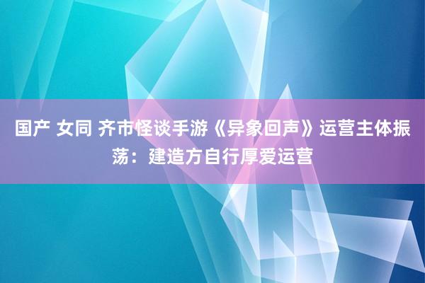 国产 女同 齐市怪谈手游《异象回声》运营主体振荡：建造方自行厚爱运营