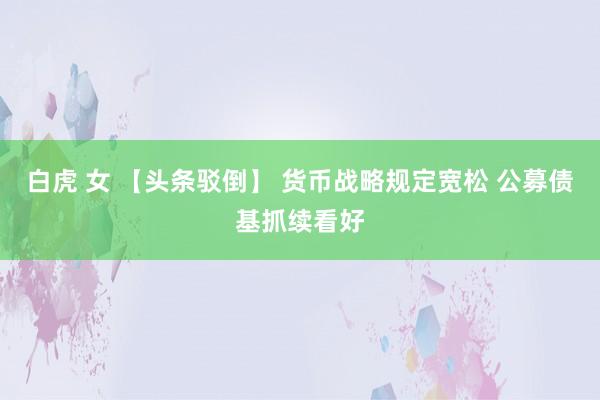 白虎 女 【头条驳倒】 货币战略规定宽松 公募债基抓续看好
