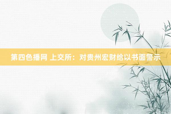 第四色播网 上交所：对贵州宏财给以书面警示