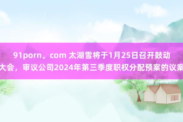 91porn。com 太湖雪将于1月25日召开鼓动大会，审议公司2024年第三季度职权分配预案的议案