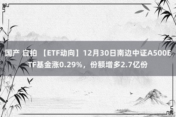 国产 自拍 【ETF动向】12月30日南边中证A500ETF基金涨0.29%，份额增多2.7亿份