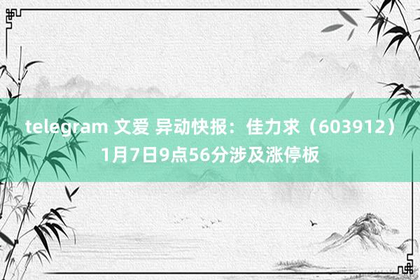 telegram 文爱 异动快报：佳力求（603912）1月7日9点56分涉及涨停板