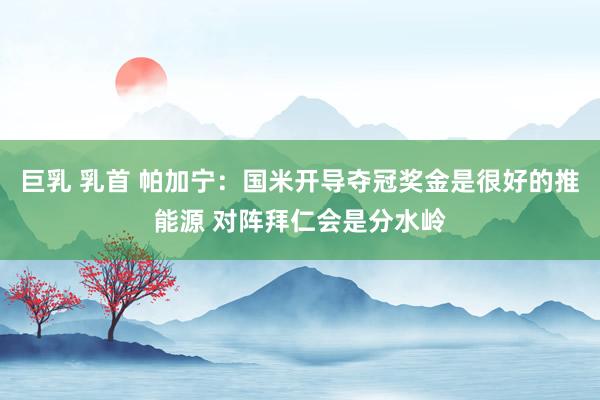 巨乳 乳首 帕加宁：国米开导夺冠奖金是很好的推能源 对阵拜仁会是分水岭