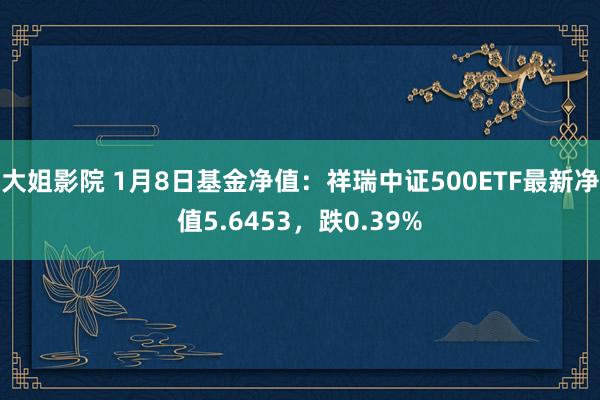 大姐影院 1月8日基金净值：祥瑞中证500ETF最新净值5.6453，跌0.39%