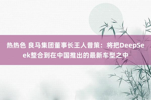 热热色 良马集团董事长王人普策：将把DeepSeek整合到在中国推出的最新车型之中